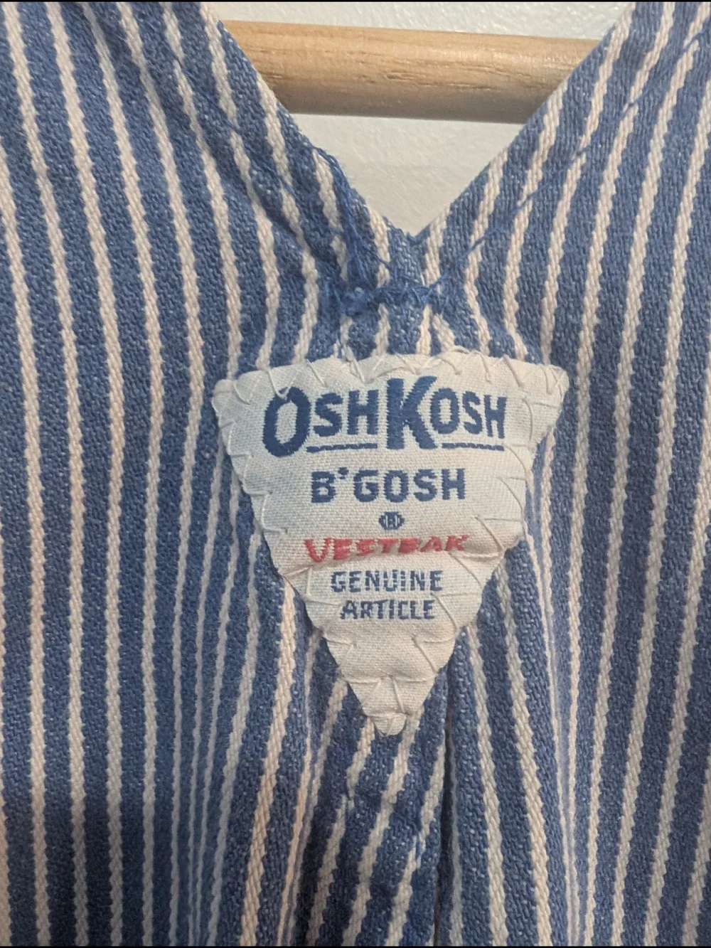 VTG OshKosh B'gosh Blue Stripe Kids Overalls 18m Made In The USA